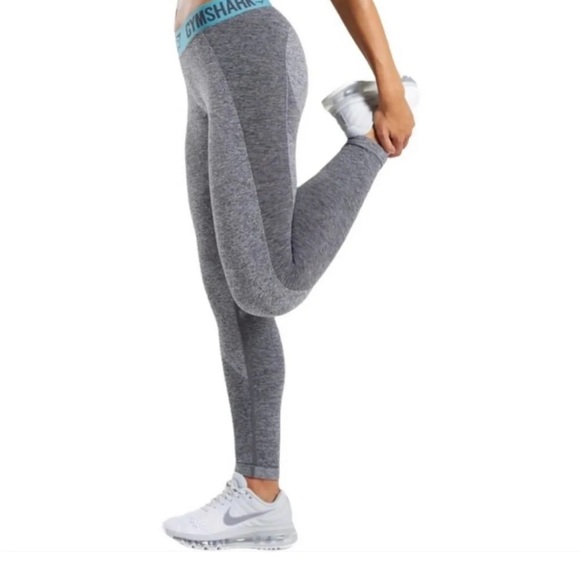 Gymshark Flex Leggings - Charcoal Marl/Turquoise Teal (XS) - Picture 10 of 10